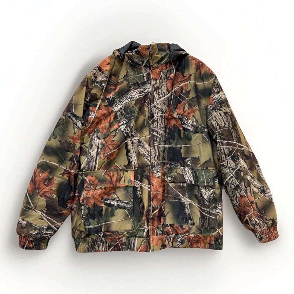 Trail Crest Jacket Men's Medium Camo Hooded Full Zip Hunting Warm